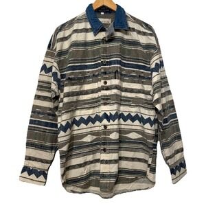 Fryday‎ Southwestern Aztec XL Button Down Shirt  Denim Collar Cowboy Rodeo New
